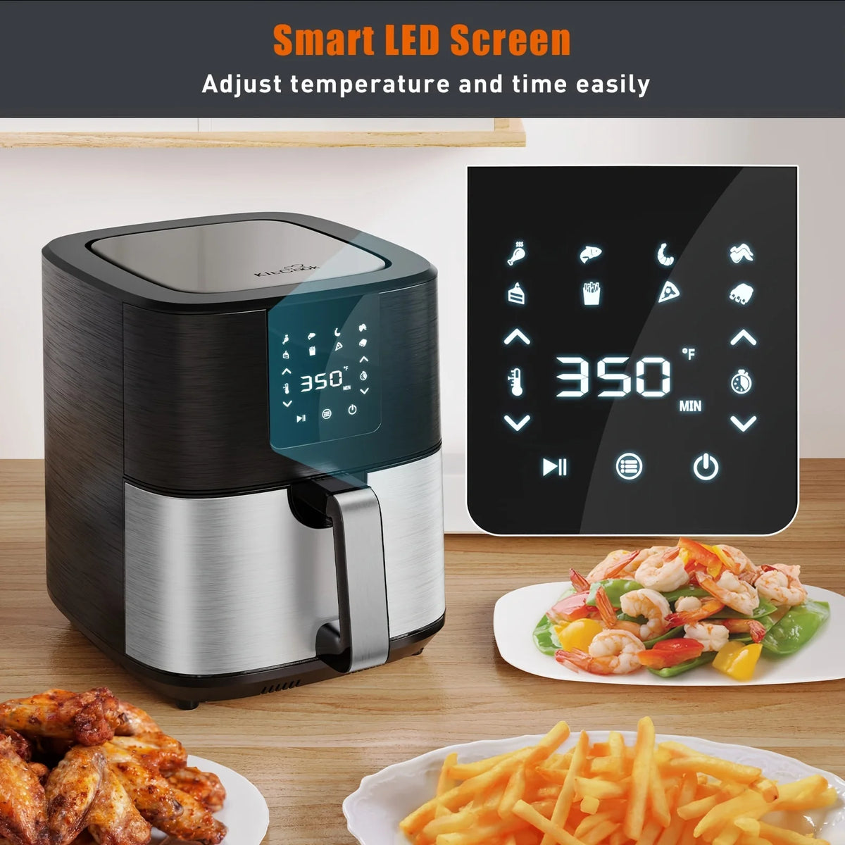 KitCook Large Air Fryer, 1500W 7QT AirFryer Cooker, Adjustable Temperature 100-400°F, 8 Presets Menu, Digital Touch Screen,